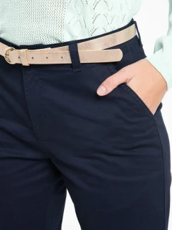 Pantalon chino slim marine navy femme