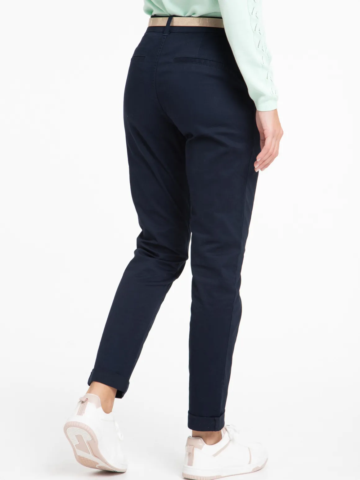Pantalon chino slim marine navy femme