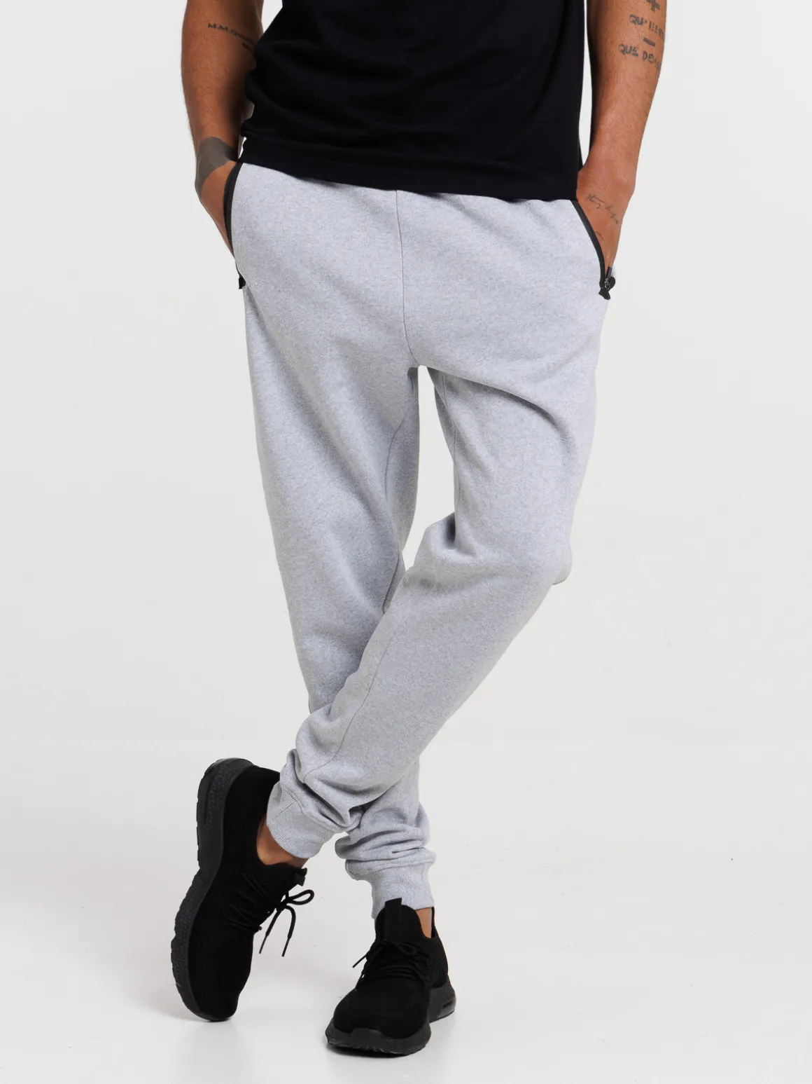 Pantalon de jogging gris chiné homme