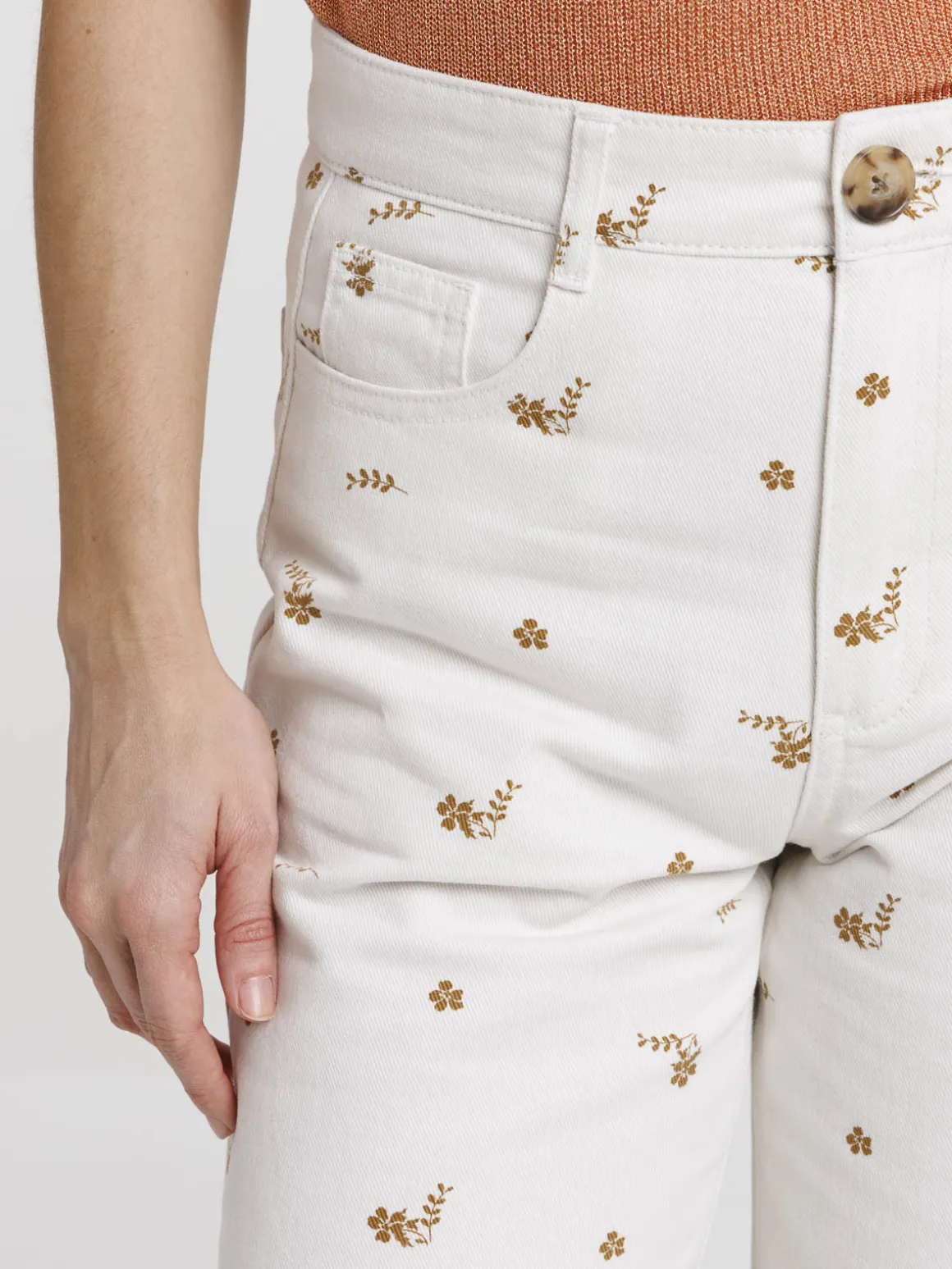 Pantalon imprimé fleuri large femme