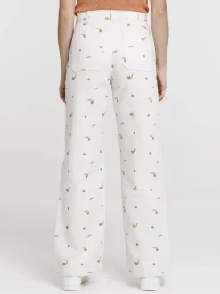 Pantalon imprimé fleuri large femme