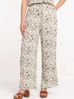 Pantalon imprimé végétal femme