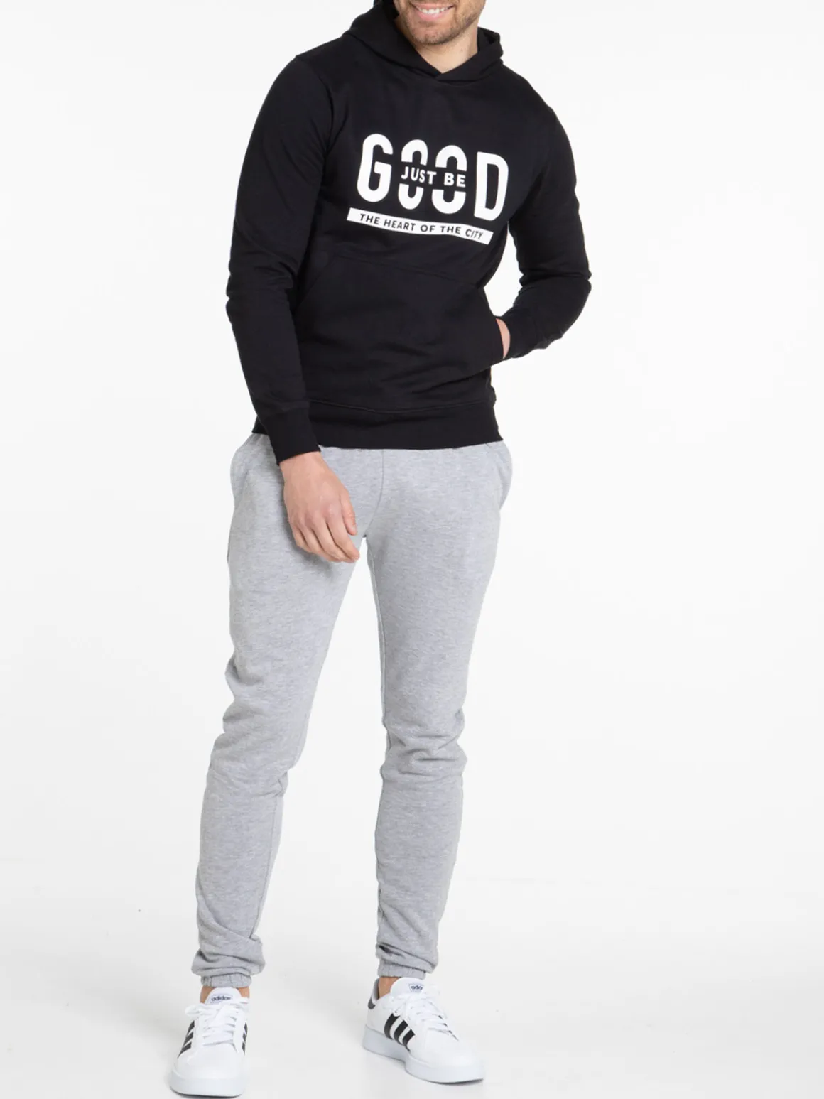 Pantalon jogging gris chiné homme