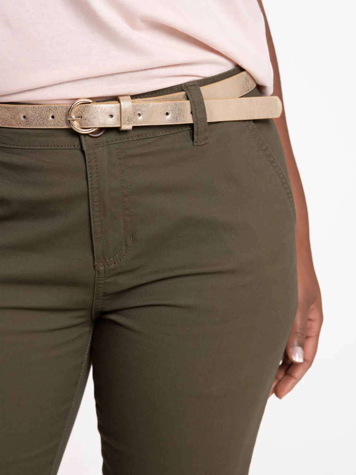 Pantalon kaki quite avec ceinture femme