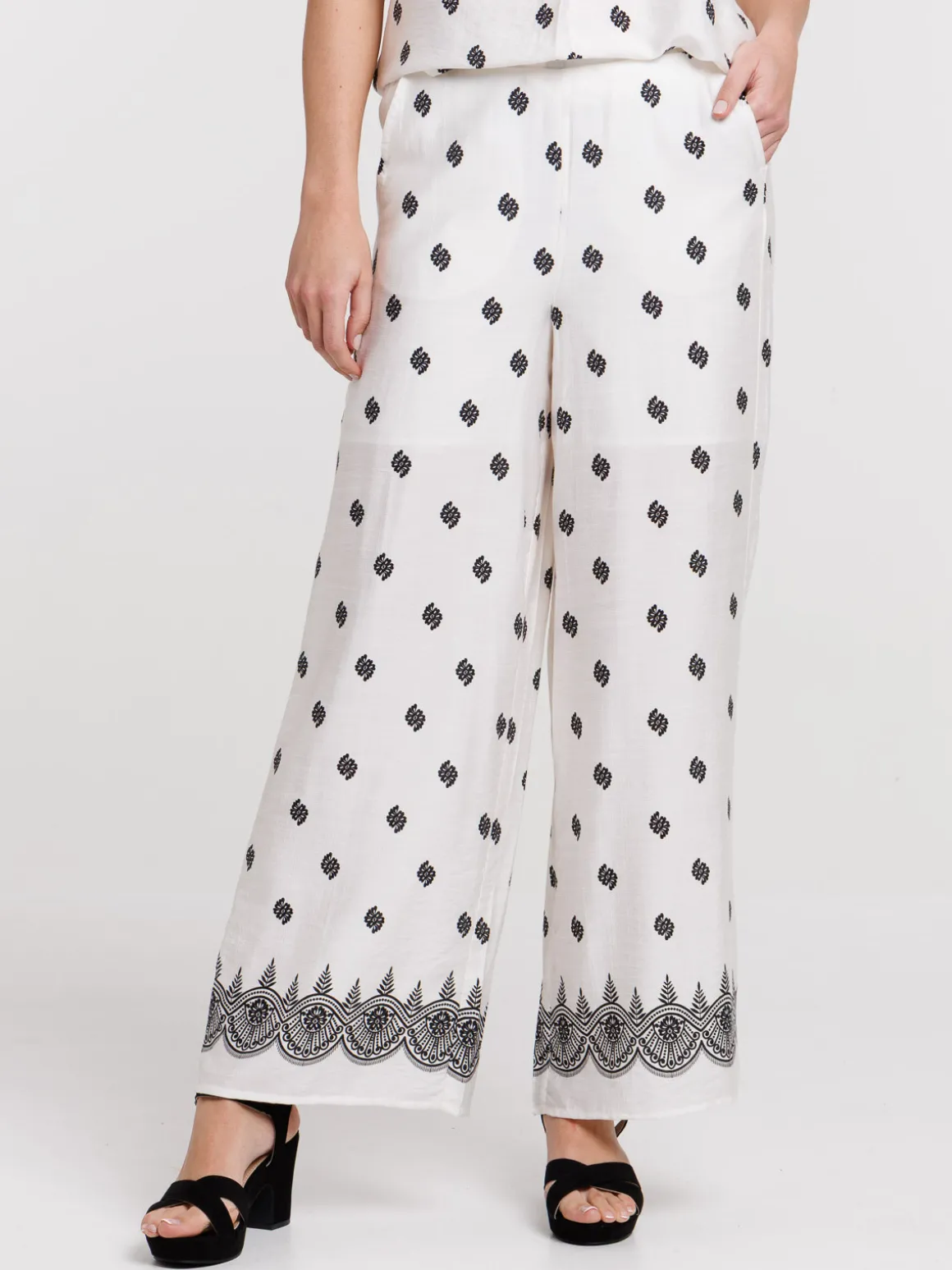Pantalon large imprimé femme