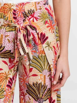 Pantalon large motif pans à nouer femme
