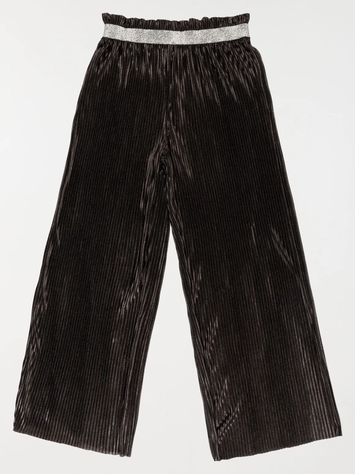 Pantalon large plissé noir fille (XXS-M)