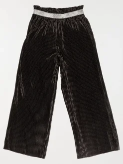 Pantalon large plissé noir fille (XXS-M)