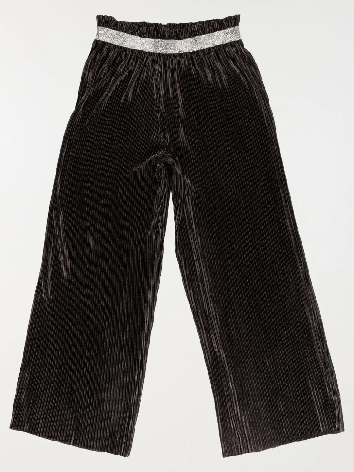 Pantalon large plissé noir fille (XXS-M)