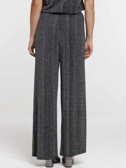 Pantalon noir large pailletté femme