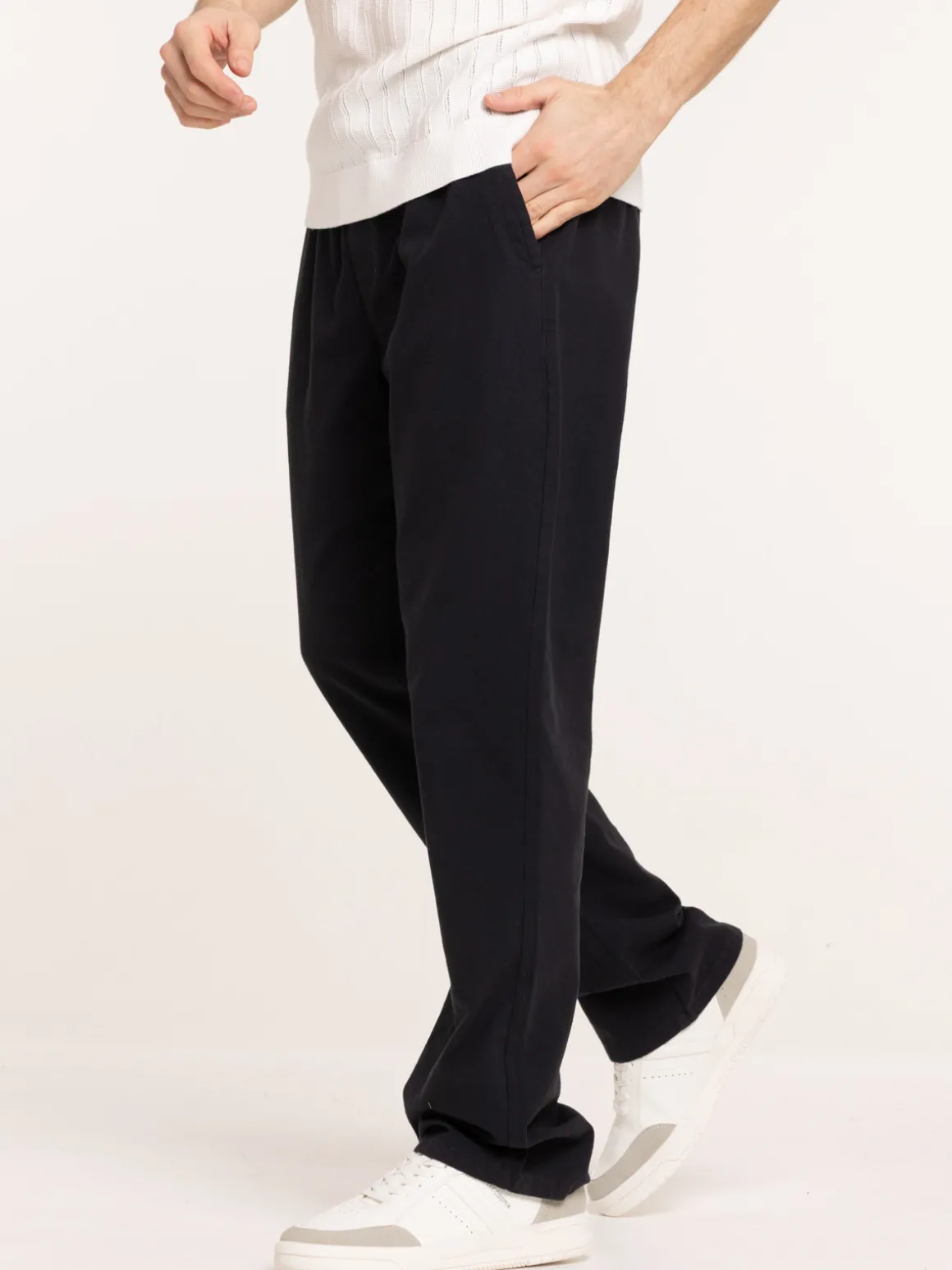 Pantalon noir taille élastiquée homme