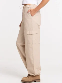Pantalon parachute beige femme