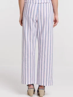 Pantalon rayé en coton femme