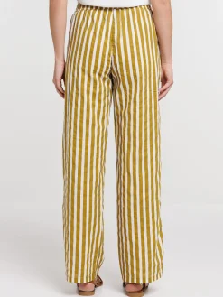 Pantalon rayé en coton femme