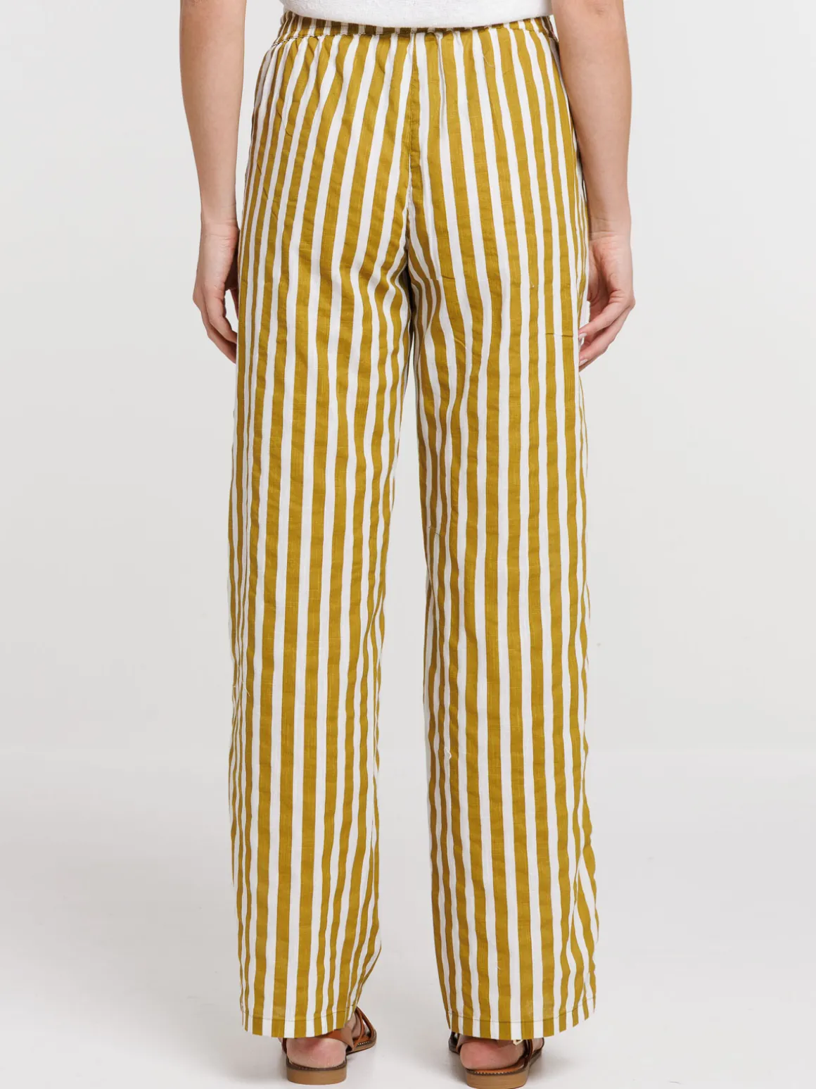 Pantalon rayé en coton femme
