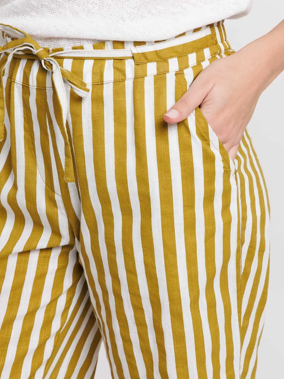 Pantalon rayé en coton femme