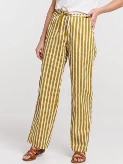 Pantalon rayé en coton femme