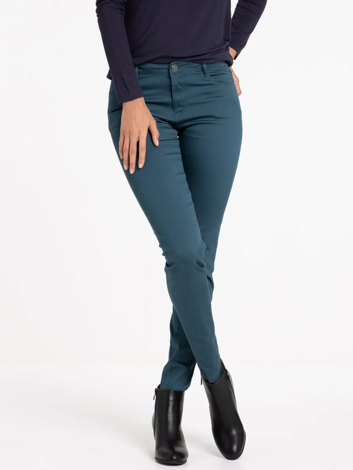 Pantalon skinny coloris canard femme