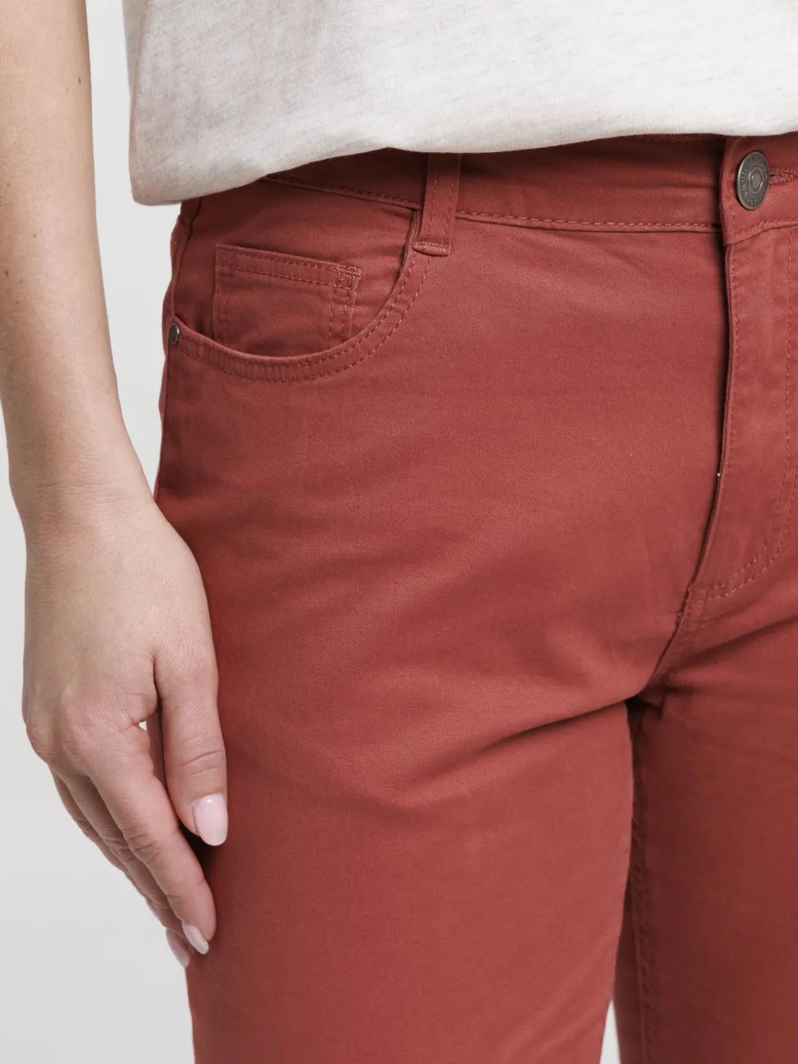Pantalon skinny coloris marsala femme