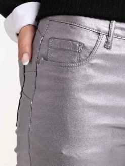 Pantalon skinny enduit bronze femme