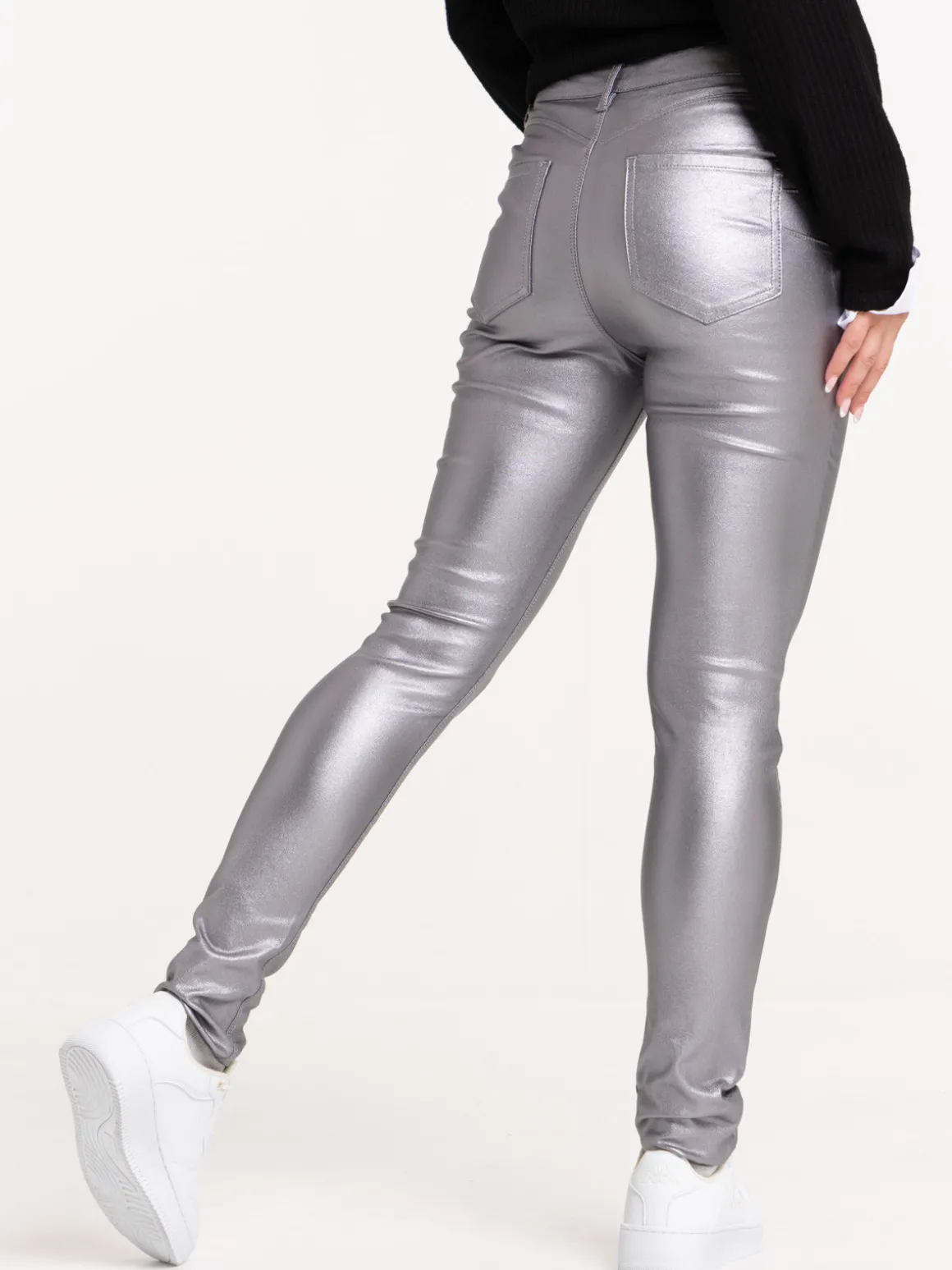Pantalon skinny enduit bronze femme