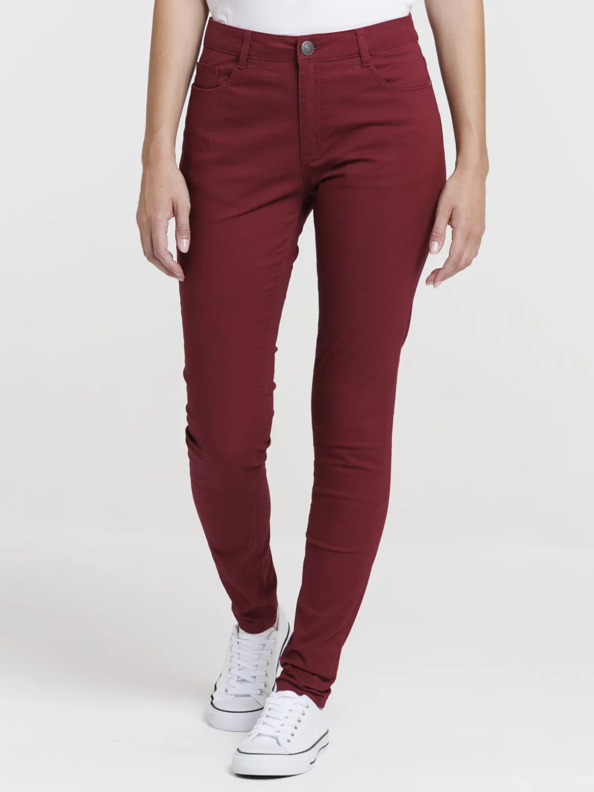 Pantalon skinny grenat femme