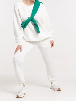 Pantalon uni écru femme