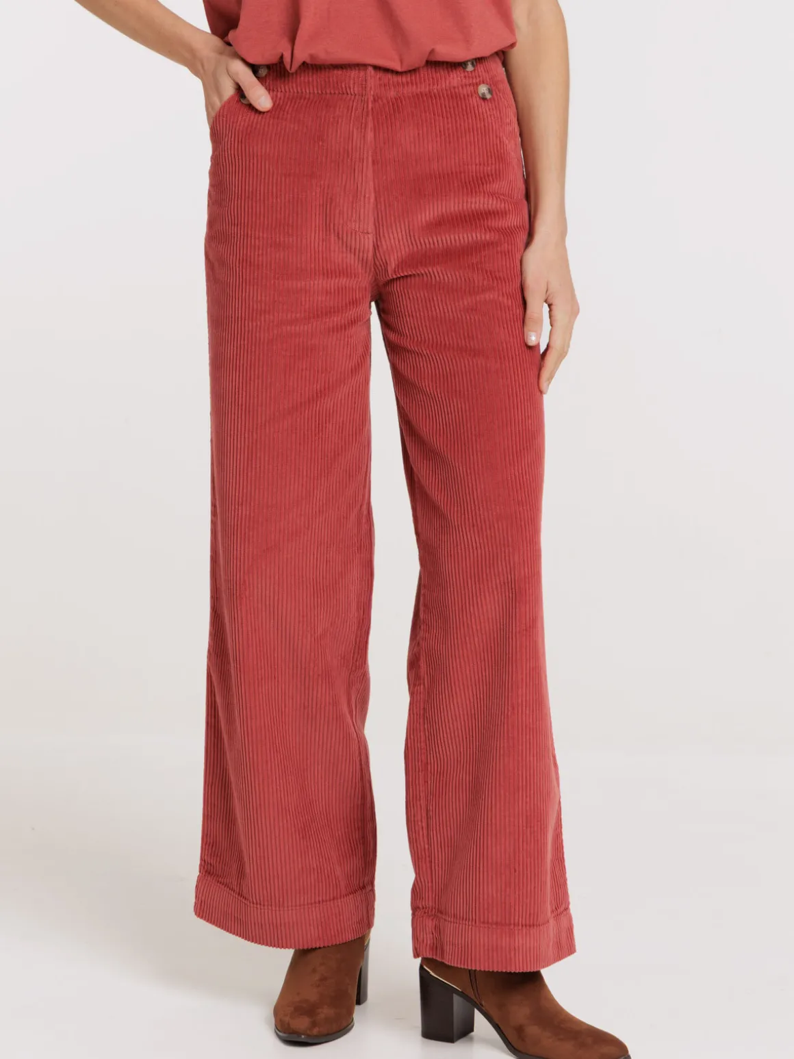Pantalon velours large femme