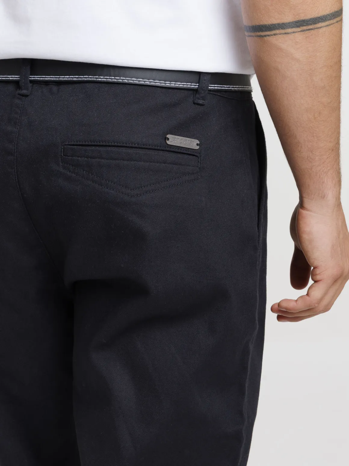Pantalon ville avec ceinture homme noir