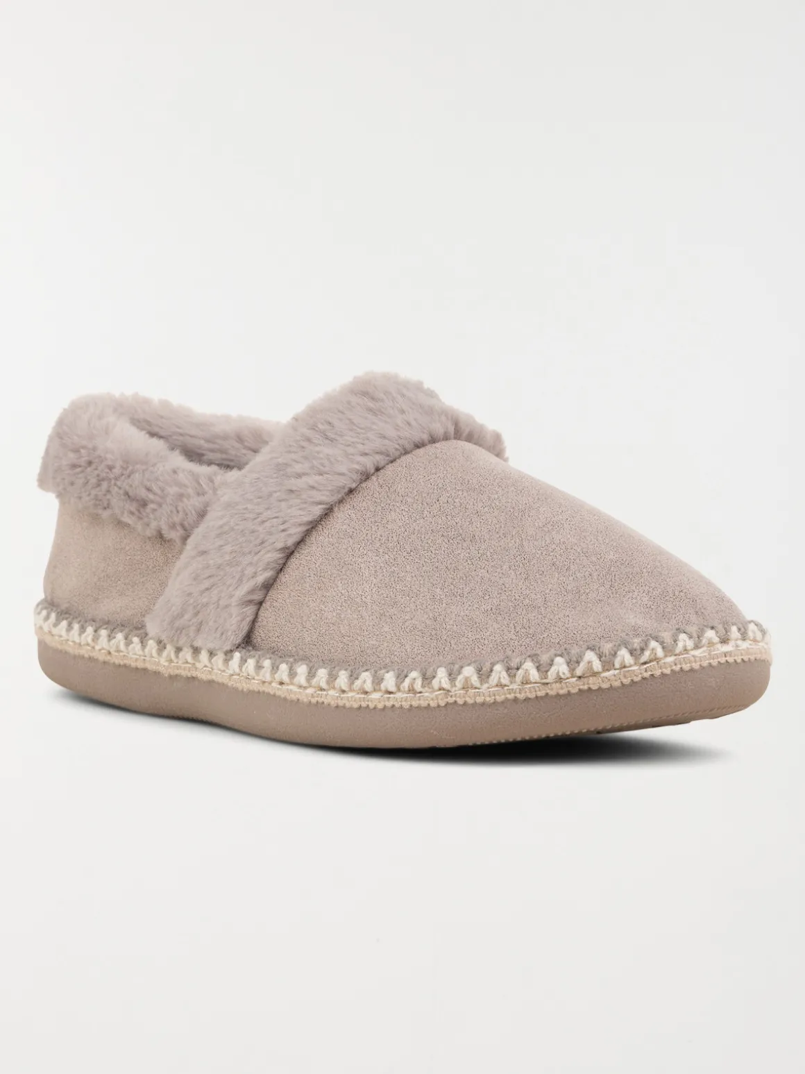 Pantoufle fourrée grise femme (36-41)