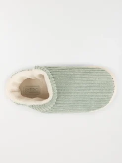 Pantoufles côtelés vertes femme (36-41)