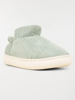 Pantoufles côtelés vertes femme (36-41)