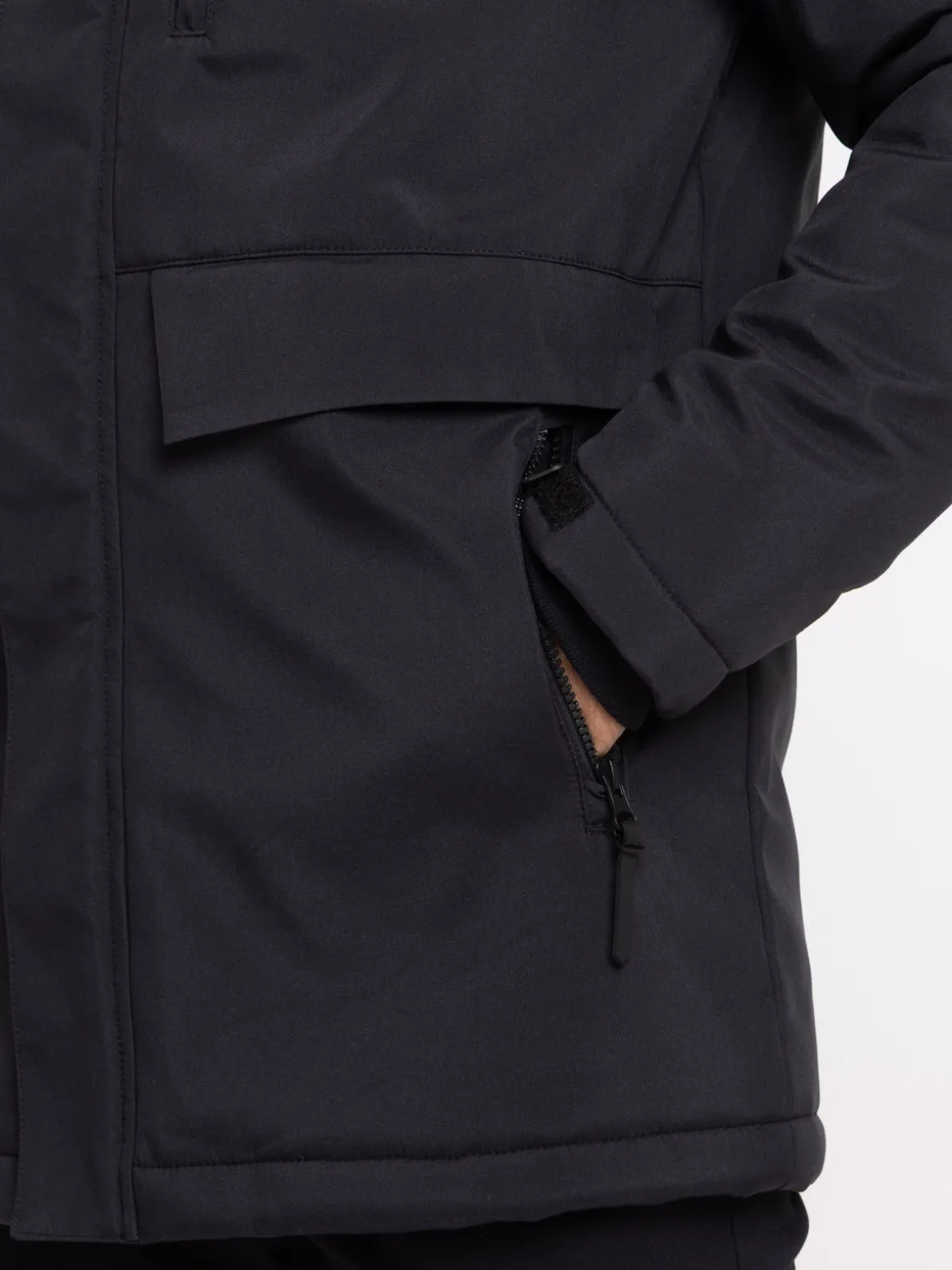 Parka à capuche multipoche noir homme
