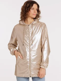 Parka capuche coloris doré femme
