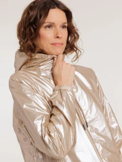 Parka capuche coloris doré femme