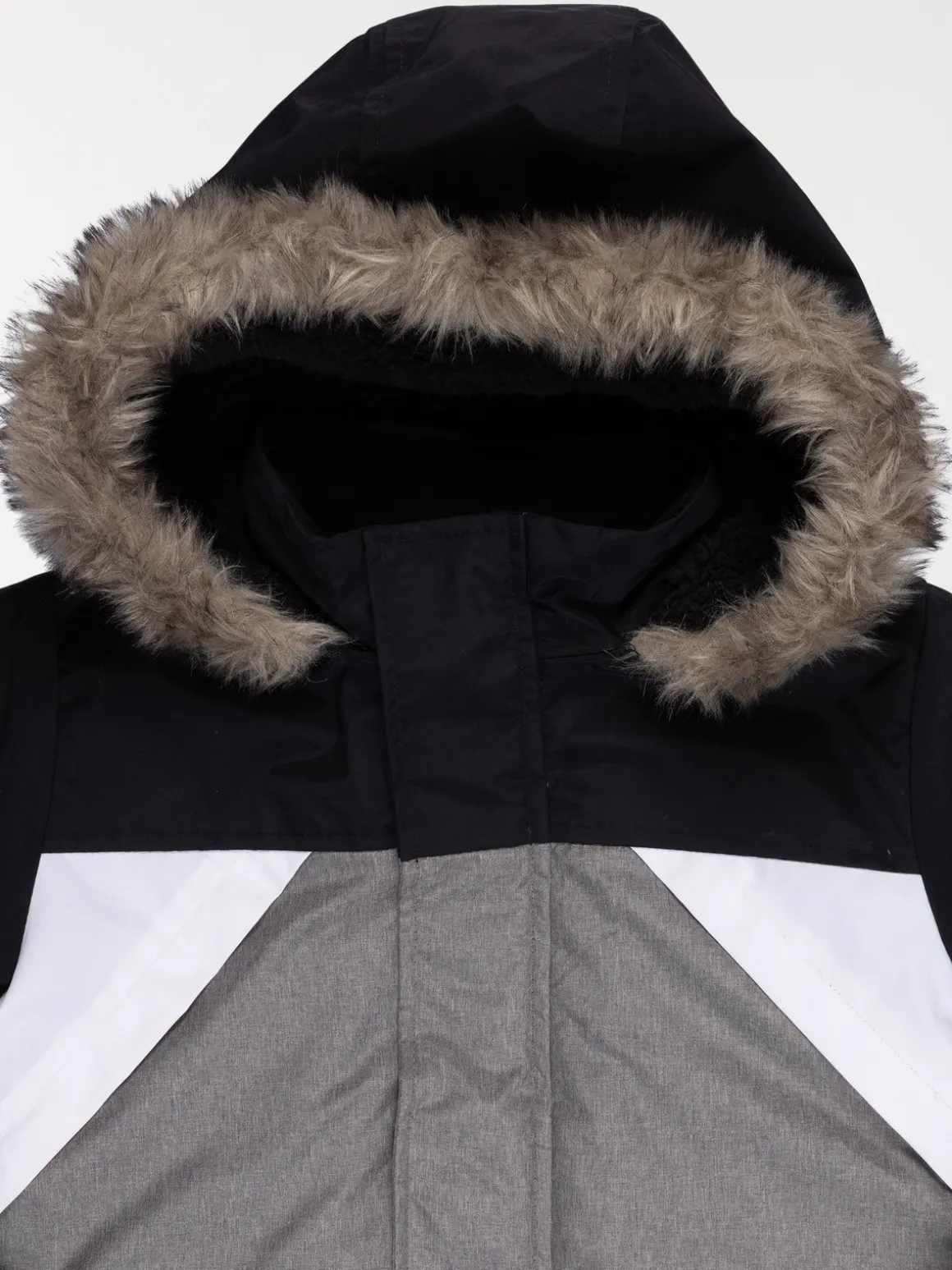 Parka tricolore à capuche garçon (3-12A)