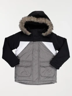 Parka tricolore à capuche garçon (3-12A)