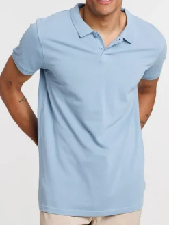 Polo 100% coton denim stone homme