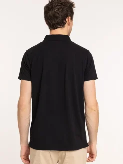 Polo coloris noir coton homme