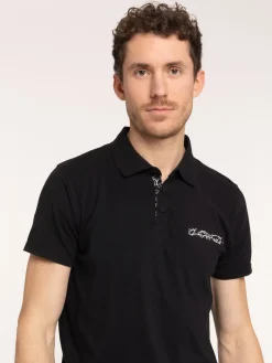 Polo coloris noir coton homme