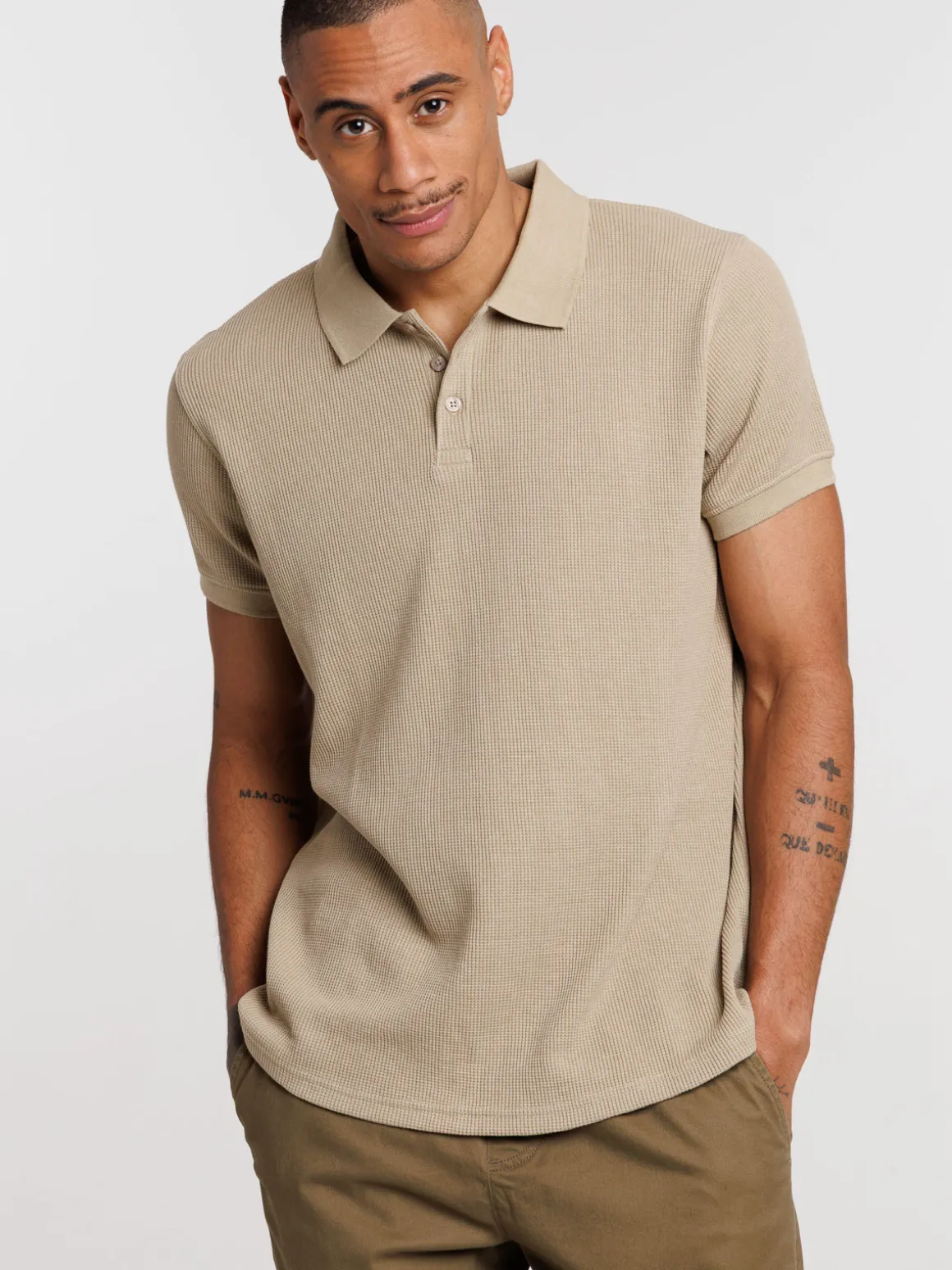 Polo coloris taupe homme