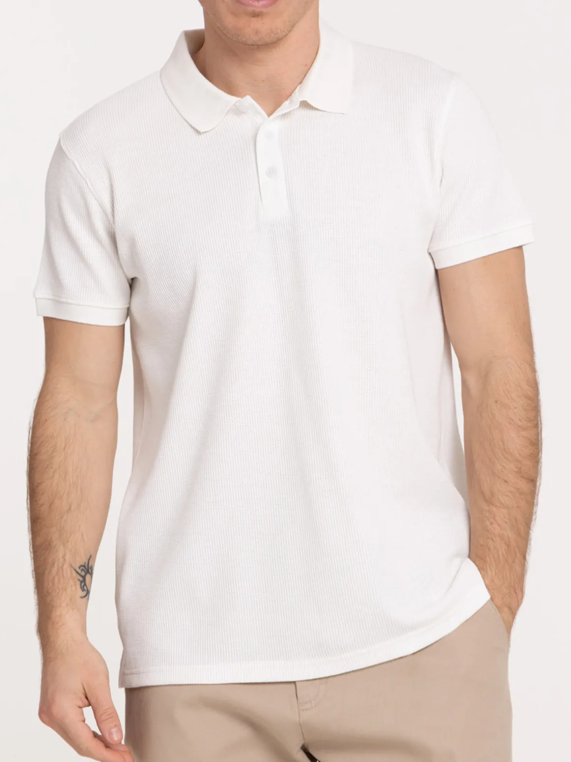 Polo écru manches courtes homme