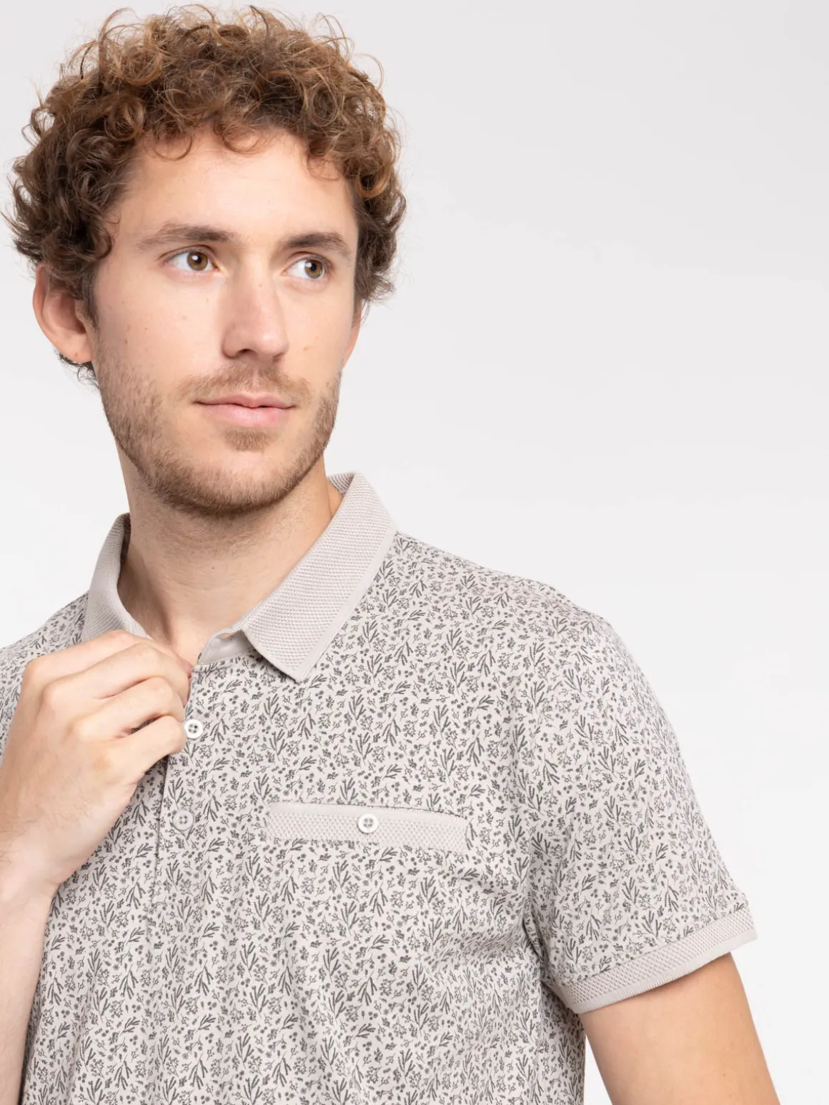 Polo fleuri 100% coton homme