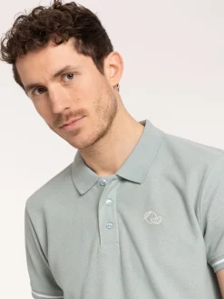 Polo imprimé bleu glacier homme