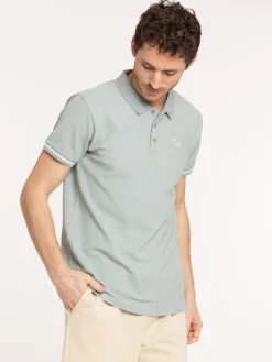Polo imprimé bleu glacier homme