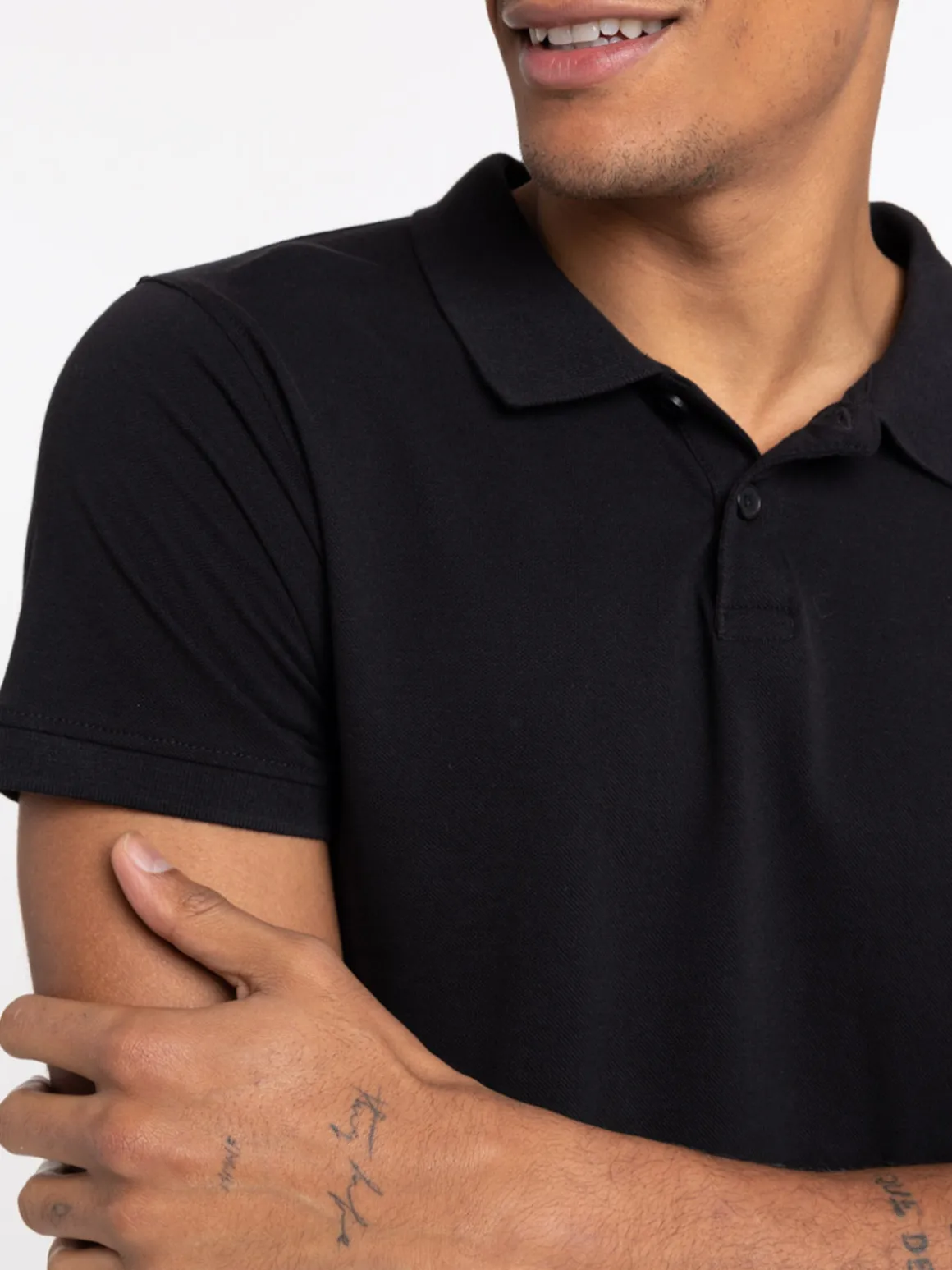 Polo noir homme 100% coton