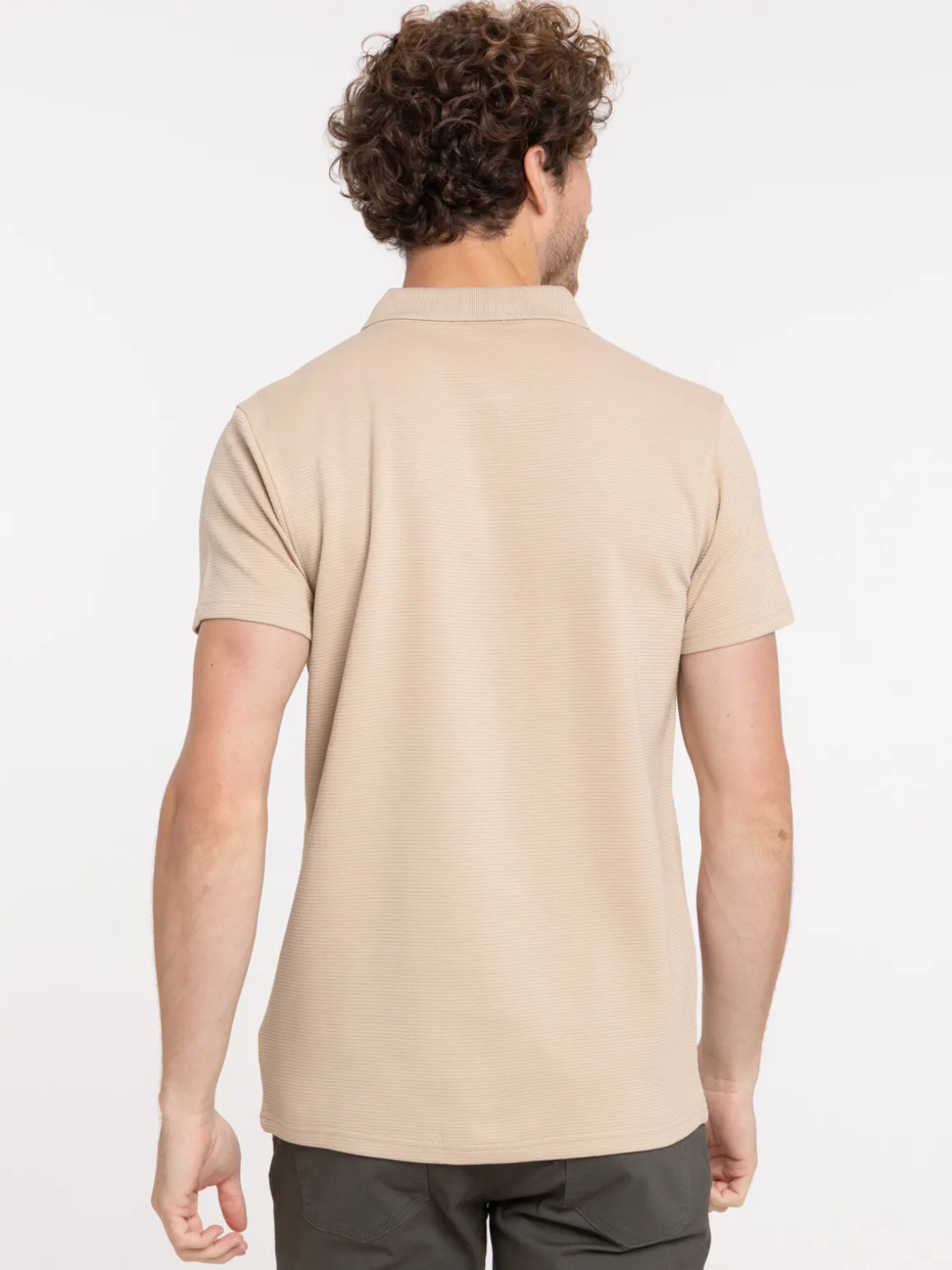 Polo rayures fines coloris sable homme