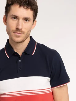 Polo tricolore manches courtes homme