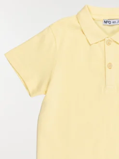 Polo uni jaune doux garçon (3-12A)