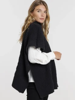 Poncho noir femme